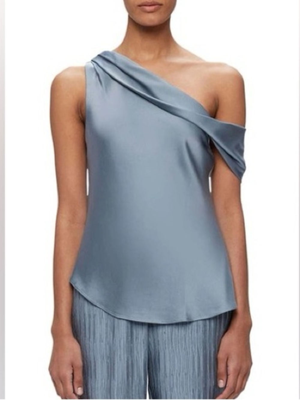 Jonathan Simkhai One-Shoulder Camisole in Slate Blue